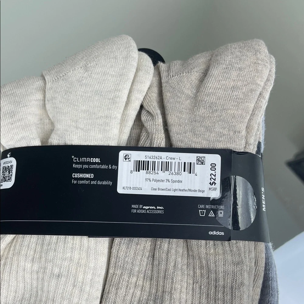 Adidas Climacool Cushioned Crew Socks 6-Pack Men's Large NWT